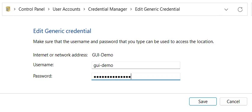 Editing a generic credential