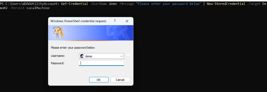 Adding a credential in PowerShell with Get-Credential