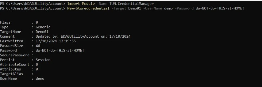 Adding a credential in PowerShell