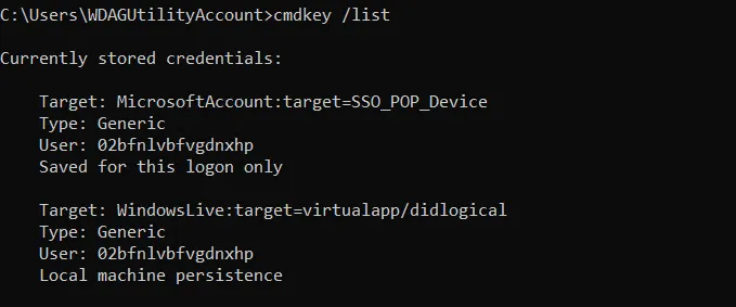 Listing credentials in Command Prompt